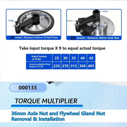 000133 أداة مضاعفة عزم الدوران لسيارة VW Beetle/Volkswagen Bug، 36 مم صامولة المحور وأداة إزالة صامولة الغدة دولاب الموازنة، أسود in Kuwait
