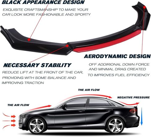 JMTBNO مصد الشفاه الأمامي، طقم جسم السيارة الأمامي المفسد متوافق مع Honda Civic Chevy Camaro VW Golf Infiniti G37 Mitsubishi Lancer Mercedes Benz in Kuwait