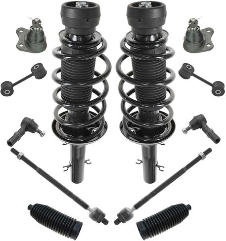 Suspension Kit Front Strut Spring Assemblies Sway Links Tie Rods Ball Joints Rack Boots 12 Piece Sealed Steering for VW for Beetle for Golf for Jetta in Kuwait