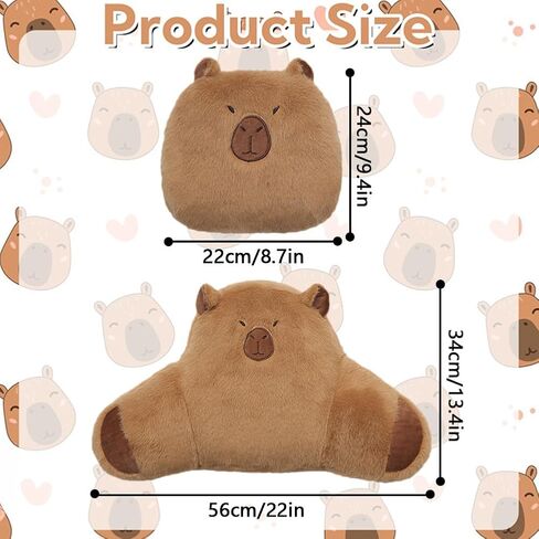 LYFJMUS 4 Pack Plush Capybara Car Headrest Pillow and Lumbar Support Pillow Kawaii Plushies Capybara Stuffed Headrest Cute Car Decor for Car Driving in Kuwait