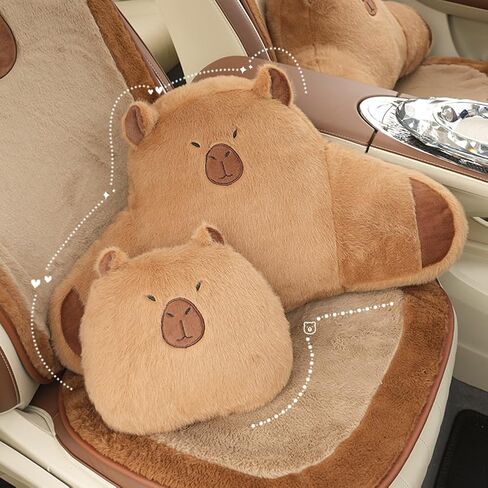 LYFJMUS 4 Pack Plush Capybara Car Headrest Pillow and Lumbar Support Pillow Kawaii Plushies Capybara Stuffed Headrest Cute Car Decor for Car Driving in Kuwait
