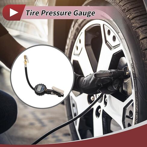 1 Set Universal Digital Tire Pressure Gauge with Hose 3-200PSI Digital Air Pressure Meter for Cars in Saudi Arabia
