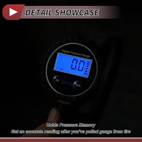 1 Set Universal Digital Tire Pressure Gauge with Hose 3-200PSI Digital Air Pressure Meter for Cars in Saudi Arabia