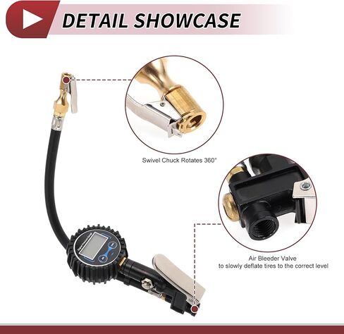 1 Set Universal Digital Tire Pressure Gauge with Hose 3-200PSI Digital Air Pressure Meter for Cars in Saudi Arabia