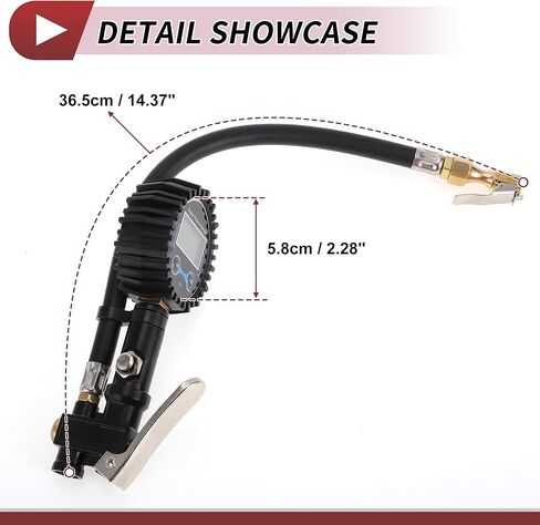 1 Set Universal Digital Tire Pressure Gauge with Hose 3-200PSI Digital Air Pressure Meter for Cars in Saudi Arabia