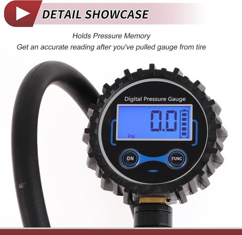 1 Set Universal Digital Tire Pressure Gauge with Hose 3-200PSI Digital Air Pressure Meter for Cars in Saudi Arabia