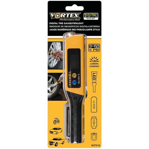 أداة الأداء Vortex W7910 مقياس ضغط الإطارات الرقمي مع ضوء LED 180 لومن قابل لإعادة الشحن PSI BAR KPA مقياس للسيارات والشاحنات والدراجات النارية والدراجات والجراج وإكسسوارات السيارات هدايا للرجال in Saudi Arabia