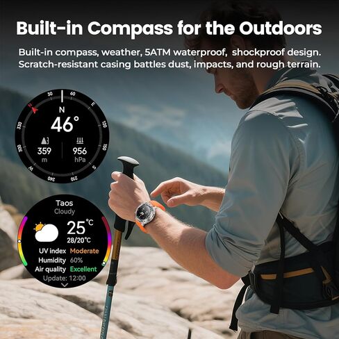 ساعة ذكية WalkerFit للرجال - الرد على المكالمات/الاتصال الهاتفي مع 110 طرازات رياضية، ساعة لياقة بدنية مقاومة للماء IP68 مع مراقب معدل ضربات القلب، ساعة ذكية Android متوافقة مع iPhone، شاشة AMOLED مقاس 1.43 بوصة، سوار فولاذي in Kuwait