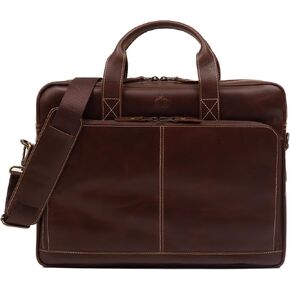 Professional Premium Leather Messenger Bag for Men & Women (16") - Laptop Briefcase with Trolley Strap, YKK Zipper in Saudi Arabia