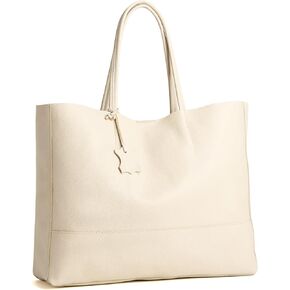 Italian Leather Tote Bag for Women - Large Shoulder Shopper, Fits 16" Laptop, Keychain Holder, Made in Italy in Saudi Arabia