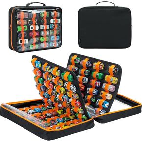 124 Slots Toy Cars Storage Case with Clear Window, Matchbox Cars Storage Holds 124 Diecast Cars, Matchbox Cars Organizer Compatible with Toy Cars, Portable Carrying Case with 5 PE Board Panels (Black) in Kuwait
