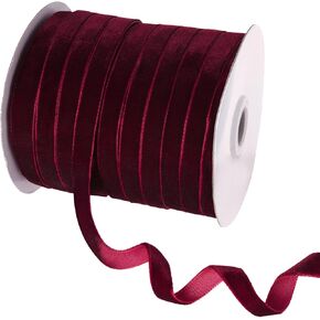 50 Yards Burgundy Velvet Ribbon 3/8 Inch for Gift Wrapping Wedding Flower Bouquets Wreath Bow DIY Project Making (Burgundy) in Kuwait