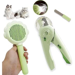 مجموعة العناية بالقطط مكونة من 3 قطع، فرشاة للتساقط، أداة تشذيب الأظافر مع ضوء LED ومبرد أظافر (لا تشتمل على 3 قطع من خلايا الأزرار LR44)، مشط للقطط ذات الشعر الطويل، مستلزمات الحيوانات الأليفة، هدايا لمحبي القطط in Kuwait
