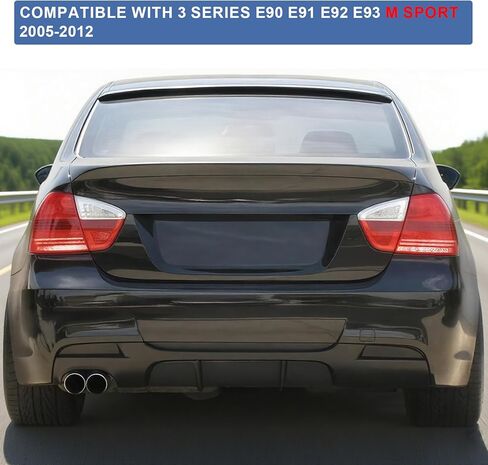 الناشر الخلفي لـ 2005-2012 3 Series E90 E91 E92 E93 M-Sport المصد الخلفي الشفة السفلية، أسود لامع، جانب واحد مزدوج الخارج in Kuwait