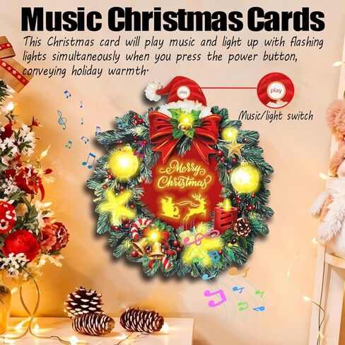 Christmas Cards - Light & Music with 3D Christmas Gifts Design, Handmade Musical Greeting Card for Women Men Kids Husband Wife Mom Dad in Saudi Arabia