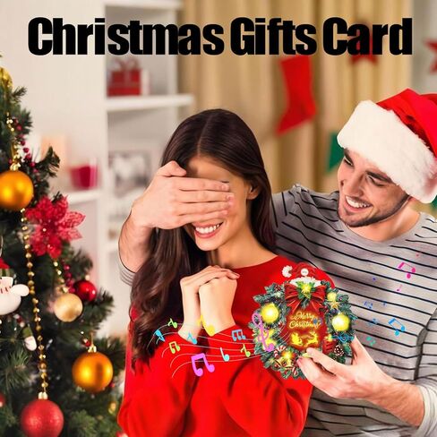 Christmas Cards - Light & Music with 3D Christmas Gifts Design, Handmade Musical Greeting Card for Women Men Kids Husband Wife Mom Dad in Saudi Arabia