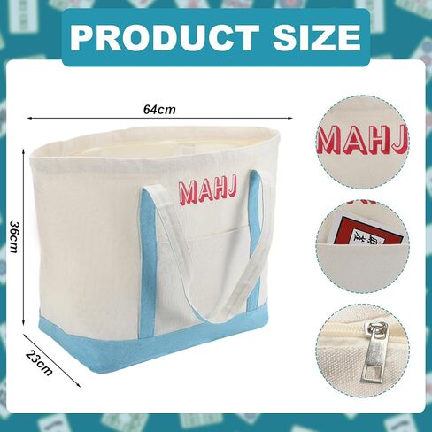 3 Pcs Empty Mahjong Canvas Bag Gift Embroidered American Mahjong Set Incl Tiles Bag and Racks & Pushers Drawstring Bags(White) in Saudi Arabia