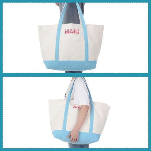 3 Pcs Empty Mahjong Canvas Bag Gift Embroidered American Mahjong Set Incl Tiles Bag and Racks & Pushers Drawstring Bags(White) in Saudi Arabia