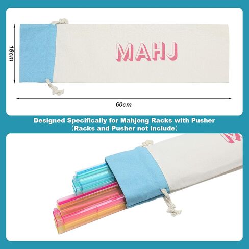 3 Pcs Empty Mahjong Canvas Bag Gift Embroidered American Mahjong Set Incl Tiles Bag and Racks & Pushers Drawstring Bags(White) in Saudi Arabia
