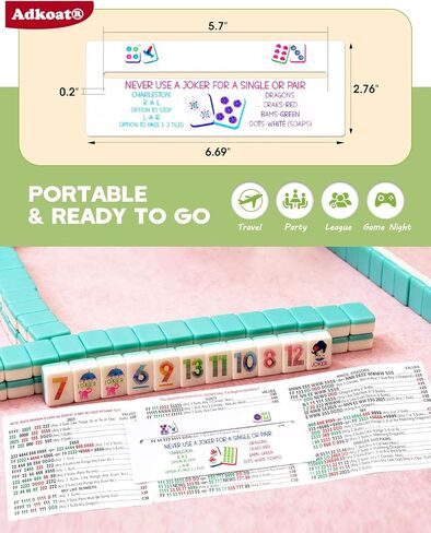 Adkoat® 4PCS Mahjong Line Finder & Mah Jongg Card Line Marker Reader Tracker - Mahj Accessories and Gifts - ADHD Dyslexia Overlays Guided Reading Tool - American Mahjong Rules Printed for Beginner in Saudi Arabia