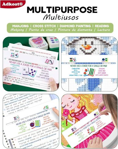 Adkoat® 4PCS Mahjong Line Finder & Mah Jongg Card Line Marker Reader Tracker - Mahj Accessories and Gifts - ADHD Dyslexia Overlays Guided Reading Tool - American Mahjong Rules Printed for Beginner in Saudi Arabia