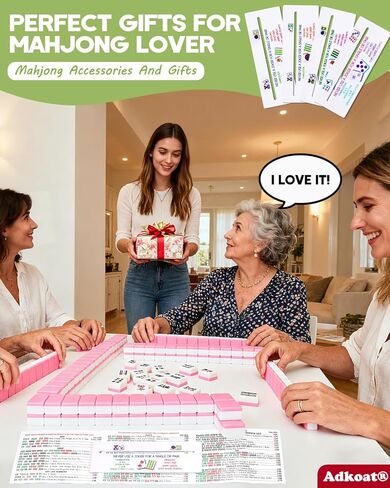 Adkoat® 4PCS Mahjong Line Finder & Mah Jongg Card Line Marker Reader Tracker - Mahj Accessories and Gifts - ADHD Dyslexia Overlays Guided Reading Tool - American Mahjong Rules Printed for Beginner in Saudi Arabia