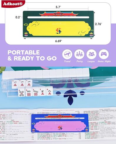 Adkoat® 4PCS Mahjong Line Finder & Mah Jongg Card Line Marker Reader Tracker - Mahj Accessories and Gifts - ADHD Dyslexia Overlays Guided Reading Tool - American Mahjong Rules Printed for Beginner in Saudi Arabia