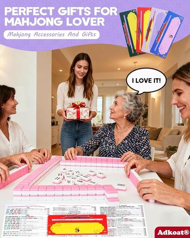Adkoat® 4PCS Mahjong Line Finder & Mah Jongg Card Line Marker Reader Tracker - Mahj Accessories and Gifts - ADHD Dyslexia Overlays Guided Reading Tool - American Mahjong Rules Printed for Beginner in Saudi Arabia