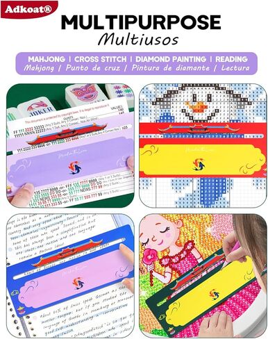 Adkoat® 4PCS Mahjong Line Finder & Mah Jongg Card Line Marker Reader Tracker - Mahj Accessories and Gifts - ADHD Dyslexia Overlays Guided Reading Tool - American Mahjong Rules Printed for Beginner in Saudi Arabia