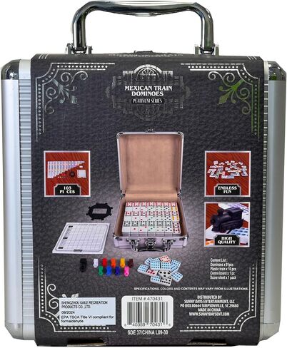 Sunny Days Entertainment Elbow Room Games Mexican Train Dominoes Set – Double 12 Color Dot Dominos Game with Tin Case & Hub for Family Fun in Saudi Arabia