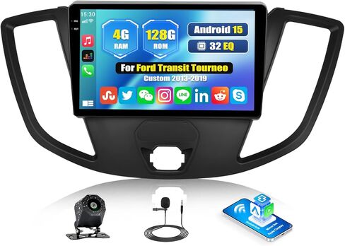 ستيريو سيارة Android 13 لسيارة Ford Transit Tourneo Custom 2013-2019 مع Apple Carplay اللاسلكي Android Auto، راديو سيارة بشاشة لمس 9 بوصة مع WiFi GPS Navigation Bluetooth FM/RDS Radio SWC+كاميرا احتياطية in Saudi Arabia