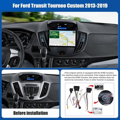 ستيريو سيارة Android 13 لسيارة Ford Transit Tourneo Custom 2013-2019 مع Apple Carplay اللاسلكي Android Auto، راديو سيارة بشاشة لمس 9 بوصة مع WiFi GPS Navigation Bluetooth FM/RDS Radio SWC+كاميرا احتياطية in Saudi Arabia