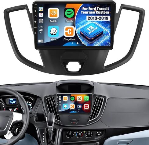 ستيريو سيارة Android 13 لسيارة Ford Transit Tourneo Custom 2013-2019 مع Apple Carplay اللاسلكي Android Auto، راديو سيارة بشاشة لمس 9 بوصة مع WiFi GPS Navigation Bluetooth FM/RDS Radio SWC+كاميرا احتياطية in Kuwait