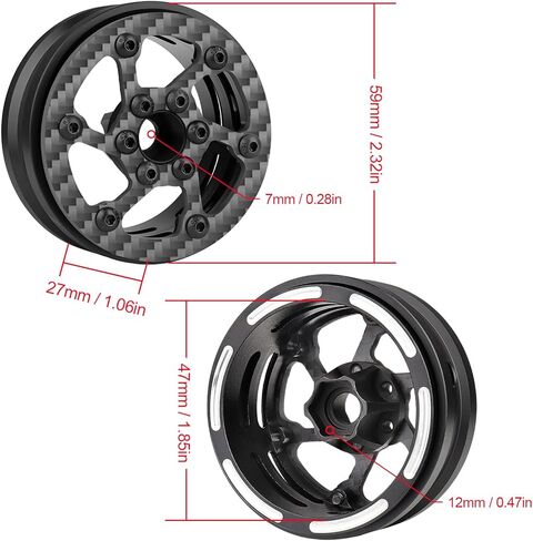 إطارات عجلات من ألياف الكربون HobbyPark مقاس 1.9 بوصة لسيارة TRX4 SCX10 1/10 الزاحفة مقاس 1.9 بوصة ترقيات الخرز (النمط A) in Kuwait