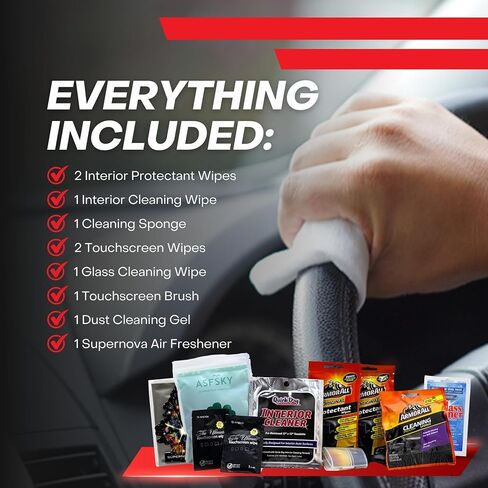 XXL Supernova Car Cleaning Kit | Interior Car Detailing Kit Includes Wipes for Dashboard, Electronic Screens and Glass, Cleaning Gel, Soft Detail Brush, & Supernova Air Freshener in Saudi Arabia