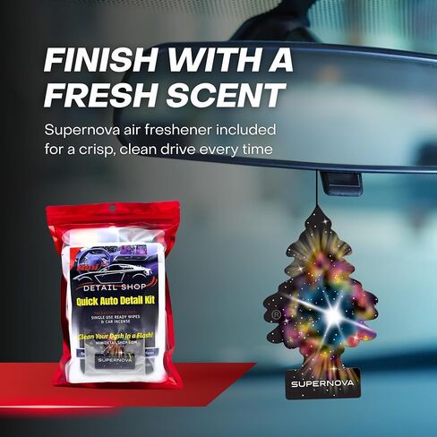 XXL Supernova Car Cleaning Kit | Interior Car Detailing Kit Includes Wipes for Dashboard, Electronic Screens and Glass, Cleaning Gel, Soft Detail Brush, & Supernova Air Freshener in Saudi Arabia