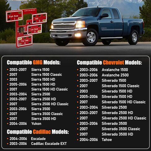 8 high Mod Customizable Fog Lamp Low High Beams and DRL Lamp Compatible with 2003-2007 Chevy Silverado GMC Sierra 1500/2500/3500 in Saudi Arabia