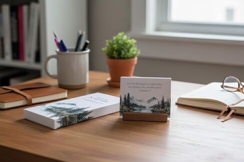 48 Encouraging Scripture Verse Cards with Walnut Wood Stand – 2 Unique Sets: Watercolor Nature & Elegant Black and White – Christian Desktop Bible Verse Affirmations for Daily Inspiration & Gifting in Kuwait