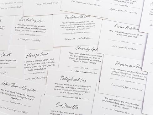 48 Encouraging Scripture Verse Cards with Walnut Wood Stand – 2 Unique Sets: Watercolor Nature & Elegant Black and White – Christian Desktop Bible Verse Affirmations for Daily Inspiration & Gifting in Kuwait