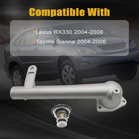 GXARTS Coolant Water Outlet with Thermostat 163210A040 90916-A3003 Compatible with Lexus RX330 2004-2006 Compatible with Toyota Sienna 2004-2006 Engine Water Outlet Thermostats 902-5123XD 90916-03129 in Saudi Arabia