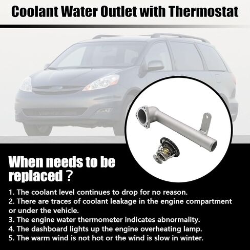 GXARTS Coolant Water Outlet with Thermostat 163210A040 90916-A3003 Compatible with Lexus RX330 2004-2006 Compatible with Toyota Sienna 2004-2006 Engine Water Outlet Thermostats 902-5123XD 90916-03129 in Saudi Arabia
