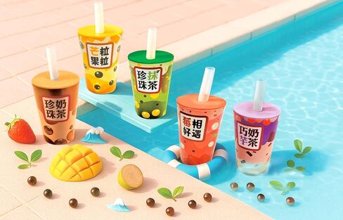 Prince 12 Pack 3D Bubble Tea Erasers, Eco-Friendly TPE Non-PVC Taiwan Style Collectible Erasers for School, Gifts & Creative Play in Saudi Arabia