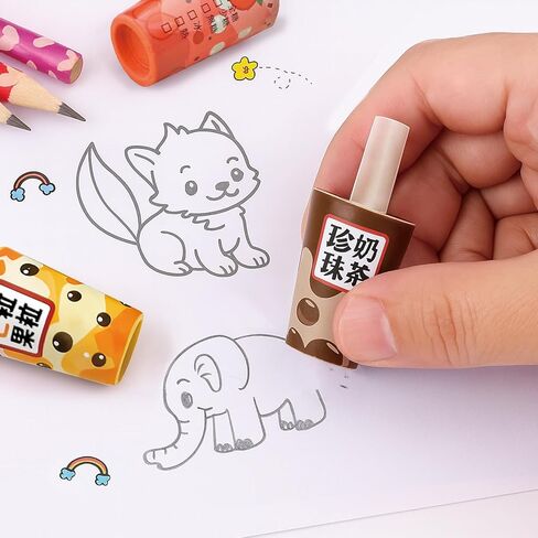 Prince 12 Pack 3D Bubble Tea Erasers, Eco-Friendly TPE Non-PVC Taiwan Style Collectible Erasers for School, Gifts & Creative Play in Saudi Arabia