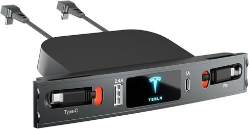Cewpuno Tesla USB Hub for 2021 2022 2023 Tesla Model 3 Model Y,Retractable Hub Docking Station with Fast Charging Cable Multi Port,Tesla Accessories Docking Station of Center Console for Model 3/Y in Saudi Arabia