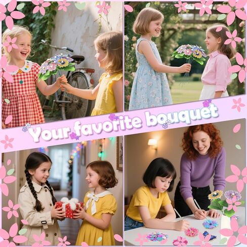Suzurana Crafts for Girls 8-12- Diamond Art Kit for Kids,GEM Art Flower Bouquet,Diamond Painting Kit with Gem Stickers,DIY Art Craft Gifts for Boys & Girls, Kids Arts and Crafts for 6-12 Years Old in Saudi Arabia