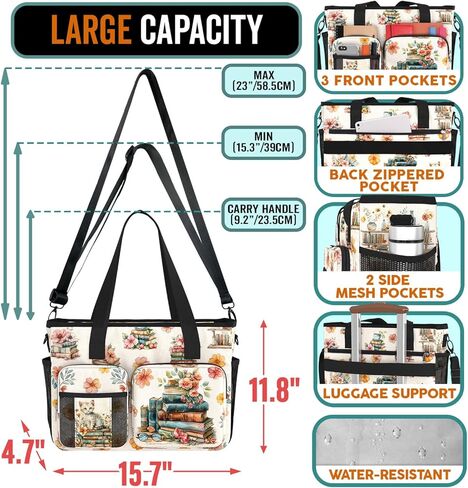 84hoods Waterproof Work Bag with Large Compartments and Multiple Pockets. Librarian Gift for Book Lover. in Saudi Arabia