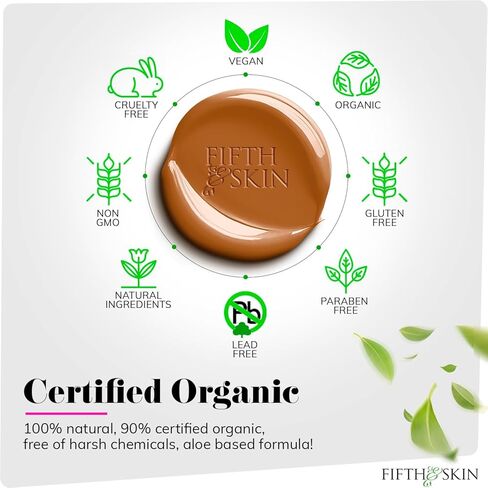 Fifth & Skin: Better’n Ur Skin Liquid Foundation (PORCELAIN) - Natural, Organic, Vegan, Cruelty-Free - Gluten-Free Beauty with Buildable Coverage and Palm-Free Luxury - 1 oz in Saudi Arabia