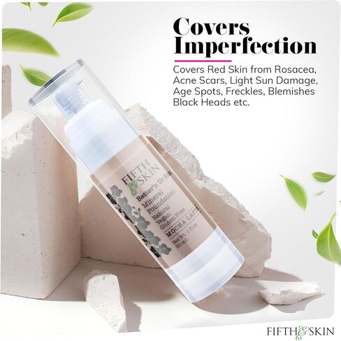 Fifth & Skin: Better’n Ur Skin Liquid Foundation (PORCELAIN) - Natural, Organic, Vegan, Cruelty-Free - Gluten-Free Beauty with Buildable Coverage and Palm-Free Luxury - 1 oz in Saudi Arabia