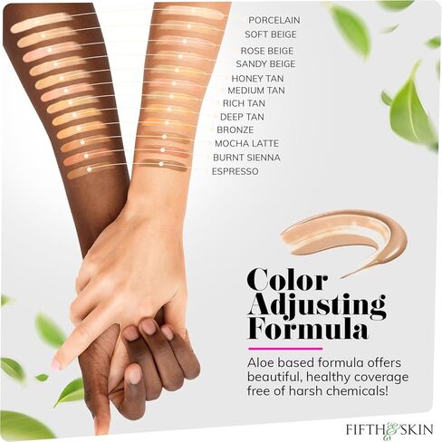 Fifth & Skin: Better’n Ur Skin Liquid Foundation (PORCELAIN) - Natural, Organic, Vegan, Cruelty-Free - Gluten-Free Beauty with Buildable Coverage and Palm-Free Luxury - 1 oz in Saudi Arabia
