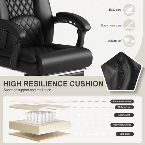 Homall Executive Home Office Chair with Lumbar Support,400lbs Adjustable Ergonomic High Back Office Chair Reclining Managerial Chair for Home Office (Black) in Kuwait